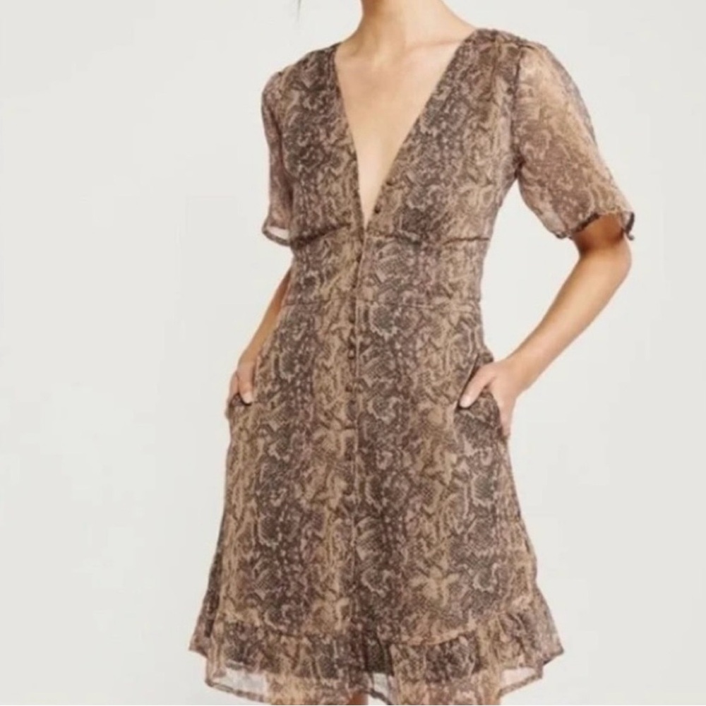 Abercrombie & Fitch Brown Patterned Mini Dress